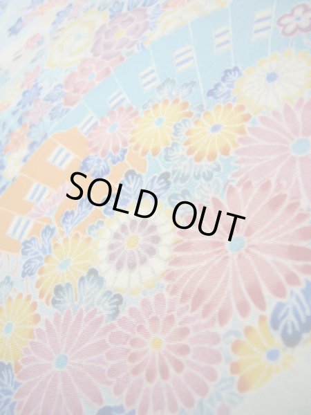 画像12: J1014N  小紋 女性用着物  シルク(正絹) 淡い  水色, ぼたん 【中古】 【USED】 【リサイクル】 ★★★★☆ (12)