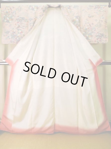 画像2: J1014P Mint  小紋 女性用着物  シルク（正絹） 淡い  ピンク, ぼたん 【中古】 【USED】 【リサイクル】 ★★★★★ (2)