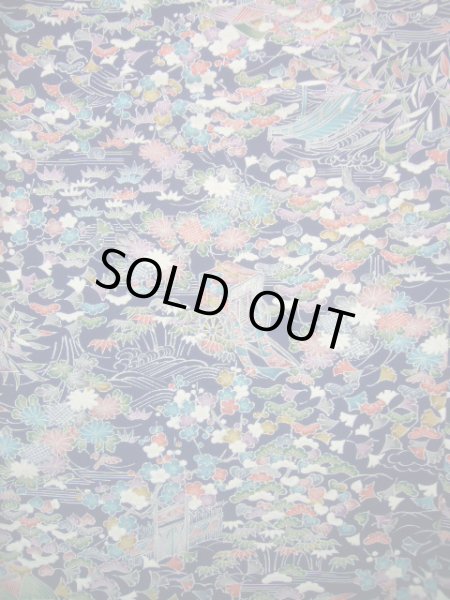 画像3: J1014T Mint  小紋 女性用着物  シルク（正絹） 深い  青, 菊 【中古】 【USED】 【リサイクル】 ★★★★☆ (3)