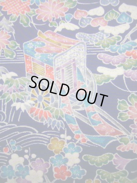 画像6: J1014T Mint  小紋 女性用着物  シルク（正絹） 深い  青, 菊 【中古】 【USED】 【リサイクル】 ★★★★☆ (6)