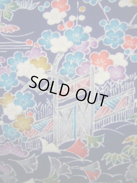 画像7: J1014T Mint  小紋 女性用着物  シルク（正絹） 深い  青, 菊 【中古】 【USED】 【リサイクル】 ★★★★☆ (7)