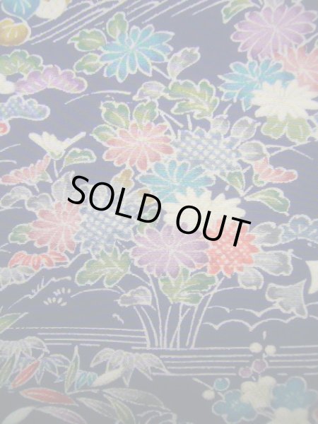 画像10: J1014T Mint  小紋 女性用着物  シルク（正絹） 深い  青, 菊 【中古】 【USED】 【リサイクル】 ★★★★☆ (10)