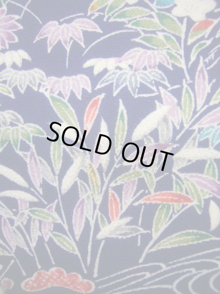 画像12: J1014T Mint  小紋 女性用着物  シルク（正絹） 深い  青, 菊 【中古】 【USED】 【リサイクル】 ★★★★☆ (12)