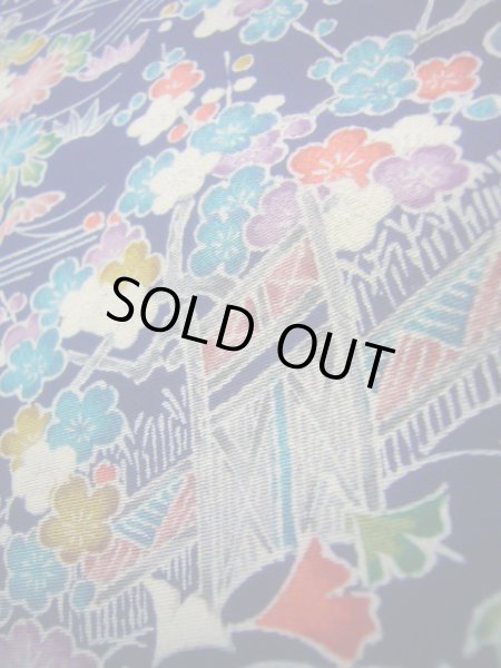 画像14: J1014T Mint  小紋 女性用着物  シルク（正絹） 深い  青, 菊 【中古】 【USED】 【リサイクル】 ★★★★☆ (14)