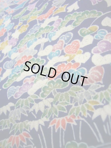 画像15: J1014T Mint  小紋 女性用着物  シルク（正絹） 深い  青, 菊 【中古】 【USED】 【リサイクル】 ★★★★☆ (15)