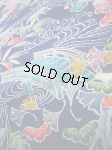 画像17: J1014T Mint  小紋 女性用着物  シルク（正絹） 深い  青, 菊 【中古】 【USED】 【リサイクル】 ★★★★☆ (17)