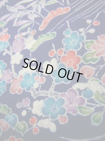 画像18: J1014T Mint  小紋 女性用着物  シルク（正絹） 深い  青, 菊 【中古】 【USED】 【リサイクル】 ★★★★☆ (18)