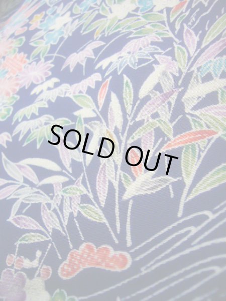 画像19: J1014T Mint  小紋 女性用着物  シルク（正絹） 深い  青, 菊 【中古】 【USED】 【リサイクル】 ★★★★☆ (19)