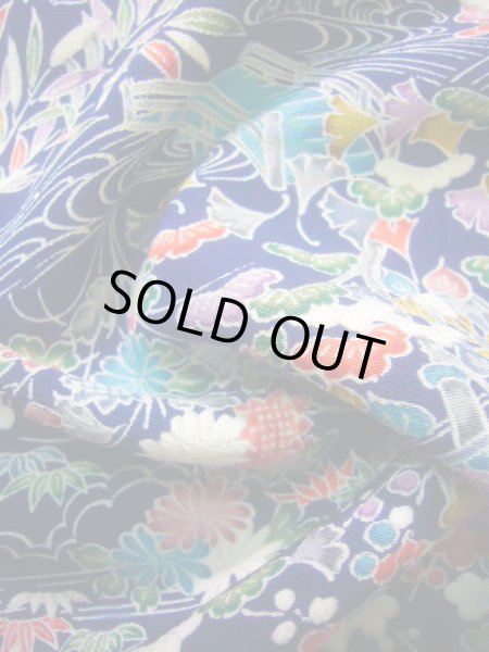 画像20: J1014T Mint  小紋 女性用着物  シルク（正絹） 深い  青, 菊 【中古】 【USED】 【リサイクル】 ★★★★☆ (20)