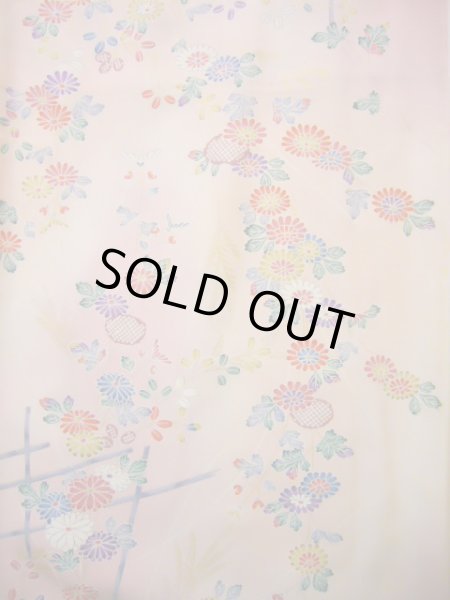画像3: J1014W  小紋 女性用着物 ススキ柄 シルク(正絹) 甘い  ピンク, 菊 【中古】 【USED】 【リサイクル】 ★★☆☆☆ (3)