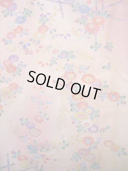 画像5: J1014W  小紋 女性用着物 ススキ柄 シルク(正絹) 甘い  ピンク, 菊 【中古】 【USED】 【リサイクル】 ★★☆☆☆ (5)