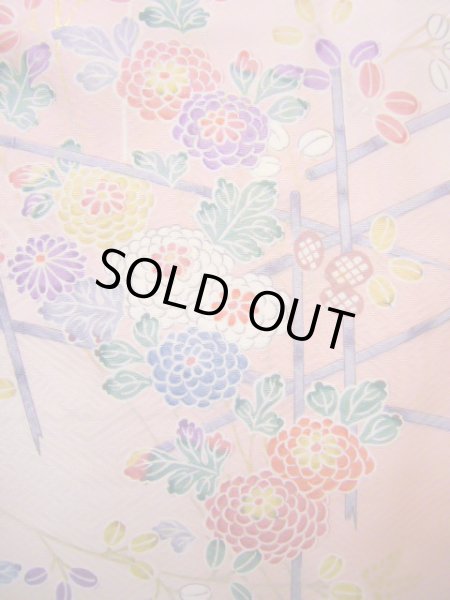 画像6: J1014W  小紋 女性用着物 ススキ柄 シルク(正絹) 甘い  ピンク, 菊 【中古】 【USED】 【リサイクル】 ★★☆☆☆ (6)