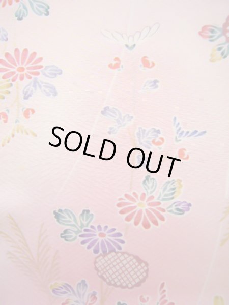 画像8: J1014W  小紋 女性用着物 ススキ柄 シルク(正絹) 甘い  ピンク, 菊 【中古】 【USED】 【リサイクル】 ★★☆☆☆ (8)