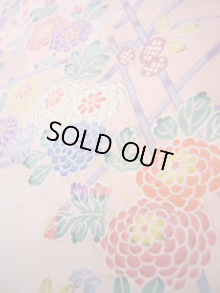 画像9: J1014W  小紋 女性用着物 ススキ柄 シルク(正絹) 甘い  ピンク, 菊 【中古】 【USED】 【リサイクル】 ★★☆☆☆ (9)