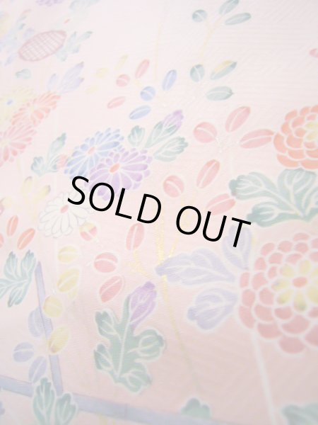 画像10: J1014W  小紋 女性用着物 ススキ柄 シルク(正絹) 甘い  ピンク, 菊 【中古】 【USED】 【リサイクル】 ★★☆☆☆ (10)