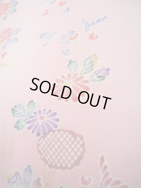 画像11: J1014W  小紋 女性用着物 ススキ柄 シルク(正絹) 甘い  ピンク, 菊 【中古】 【USED】 【リサイクル】 ★★☆☆☆ (11)