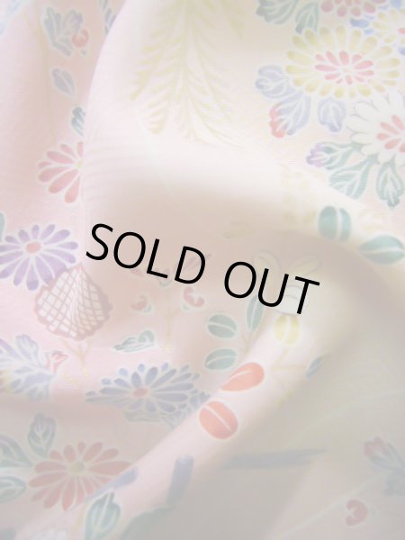 画像12: J1014W  小紋 女性用着物 ススキ柄 シルク(正絹) 甘い  ピンク, 菊 【中古】 【USED】 【リサイクル】 ★★☆☆☆ (12)