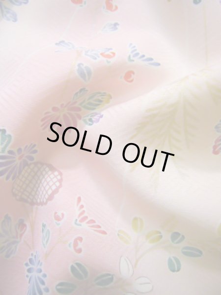 画像13: J1014W  小紋 女性用着物 ススキ柄 シルク(正絹) 甘い  ピンク, 菊 【中古】 【USED】 【リサイクル】 ★★☆☆☆ (13)