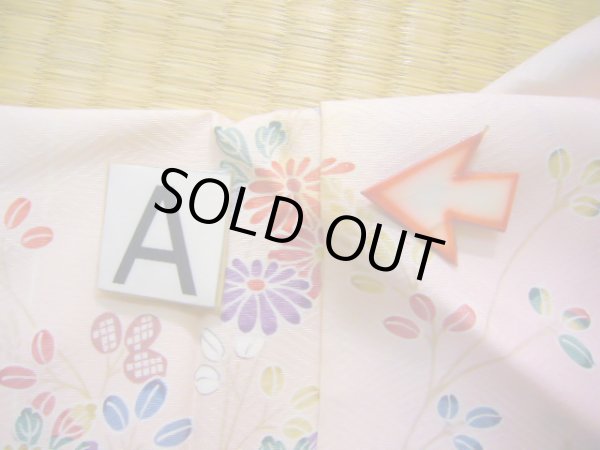 画像15: J1014W  小紋 女性用着物 ススキ柄 シルク(正絹) 甘い  ピンク, 菊 【中古】 【USED】 【リサイクル】 ★★☆☆☆ (15)