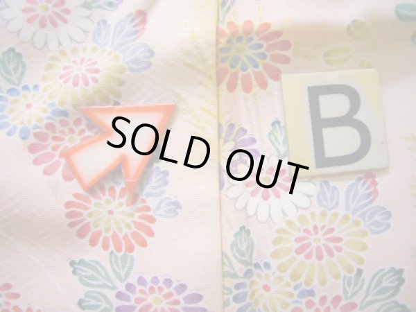 画像16: J1014W  小紋 女性用着物 ススキ柄 シルク(正絹) 甘い  ピンク, 菊 【中古】 【USED】 【リサイクル】 ★★☆☆☆ (16)