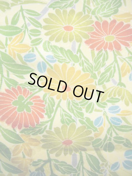 画像6: J1021C  小紋 女性用着物  化繊 淡い 薄い 黄緑色, 花 【中古】 【USED】 【リサイクル】 ★★★★☆ (6)