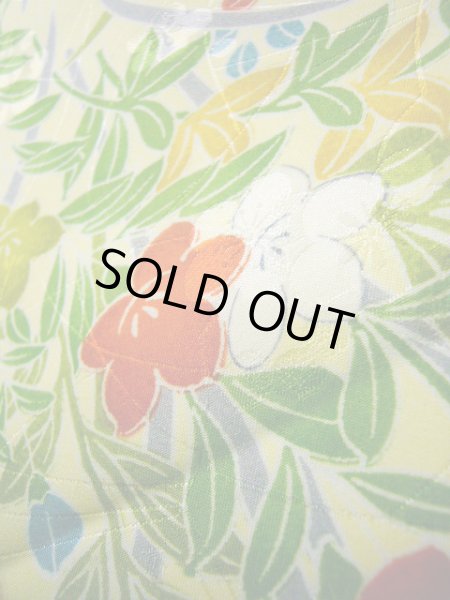 画像10: J1021C  小紋 女性用着物  化繊 淡い 薄い 黄緑色, 花 【中古】 【USED】 【リサイクル】 ★★★★☆ (10)