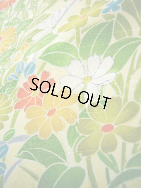 画像11: J1021C  小紋 女性用着物  化繊 淡い 薄い 黄緑色, 花 【中古】 【USED】 【リサイクル】 ★★★★☆ (11)