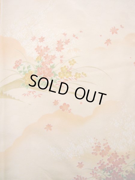 画像5: J1021G  小紋 女性用着物  化繊 淡い 薄い コーラル, ぼたん 【中古】 【USED】 【リサイクル】 ★★★★☆ (5)