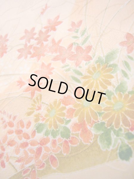 画像12: J1021G  小紋 女性用着物  化繊 淡い 薄い コーラル, ぼたん 【中古】 【USED】 【リサイクル】 ★★★★☆ (12)