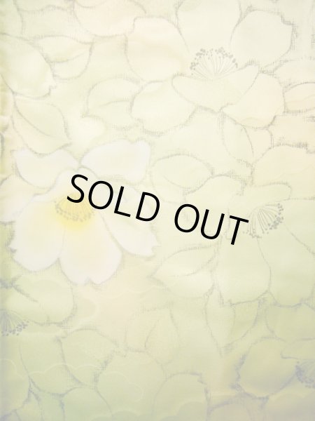 画像3: J1021O  小紋 女性用着物  化繊 薄い  山吹, 花 【中古】 【USED】 【リサイクル】 ★★★☆☆ (3)