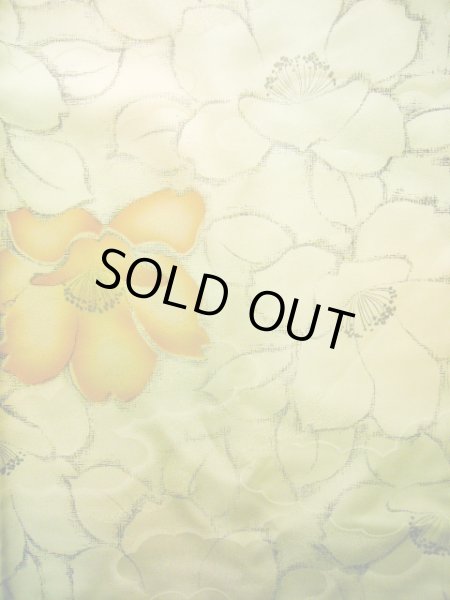 画像5: J1021O  小紋 女性用着物  化繊 薄い  山吹, 花 【中古】 【USED】 【リサイクル】 ★★★☆☆ (5)