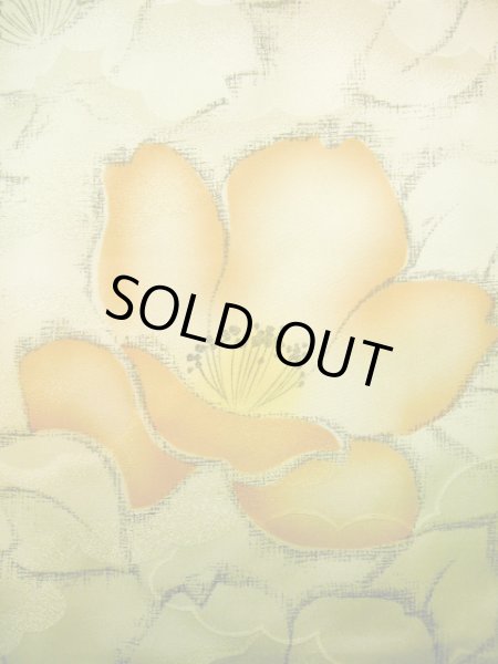 画像6: J1021O  小紋 女性用着物  化繊 薄い  山吹, 花 【中古】 【USED】 【リサイクル】 ★★★☆☆ (6)