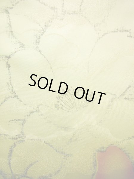 画像7: J1021O  小紋 女性用着物  化繊 薄い  山吹, 花 【中古】 【USED】 【リサイクル】 ★★★☆☆ (7)