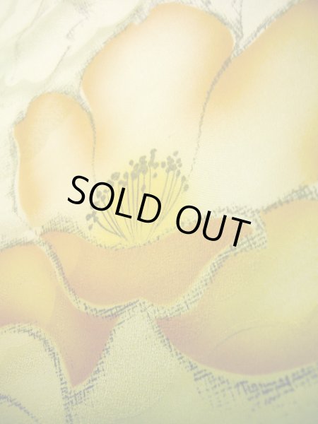 画像9: J1021O  小紋 女性用着物  化繊 薄い  山吹, 花 【中古】 【USED】 【リサイクル】 ★★★☆☆ (9)