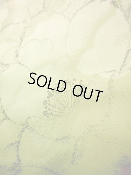 画像10: J1021O  小紋 女性用着物  化繊 薄い  山吹, 花 【中古】 【USED】 【リサイクル】 ★★★☆☆ (10)