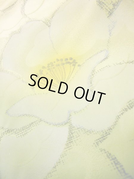 画像11: J1021O  小紋 女性用着物  化繊 薄い  山吹, 花 【中古】 【USED】 【リサイクル】 ★★★☆☆ (11)