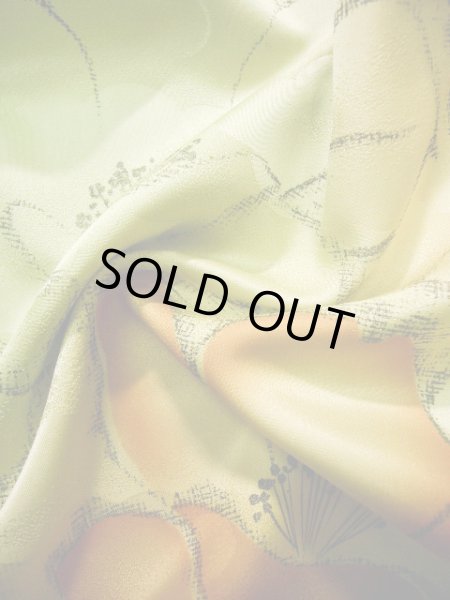 画像13: J1021O  小紋 女性用着物  化繊 薄い  山吹, 花 【中古】 【USED】 【リサイクル】 ★★★☆☆ (13)