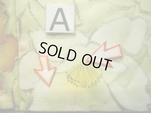 画像15: J1021O  小紋 女性用着物  化繊 薄い  山吹, 花 【中古】 【USED】 【リサイクル】 ★★★☆☆ (15)