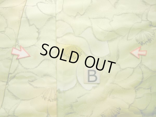 画像16: J1021O  小紋 女性用着物  化繊 薄い  山吹, 花 【中古】 【USED】 【リサイクル】 ★★★☆☆ (16)