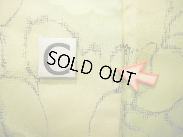 画像17: J1021O  小紋 女性用着物  化繊 薄い  山吹, 花 【中古】 【USED】 【リサイクル】 ★★★☆☆ (17)