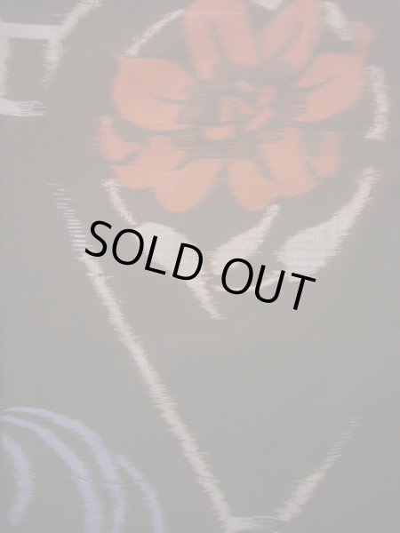 画像3: J1023C  大島紬 女性用着物 横双 シルク（正絹） 茶色がかった  黒, 花 【中古】 【USED】 【リサイクル】 ★★★☆☆ (3)