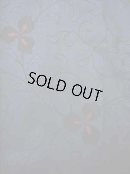 画像3: J1023P Mint  大島紬 女性用着物 縦横絣 シルク(正絹) 深い ヘザー(杢) ネイビー(紺), 花 【中古】 【USED】 【リサイクル】 ★★★★★ (3)