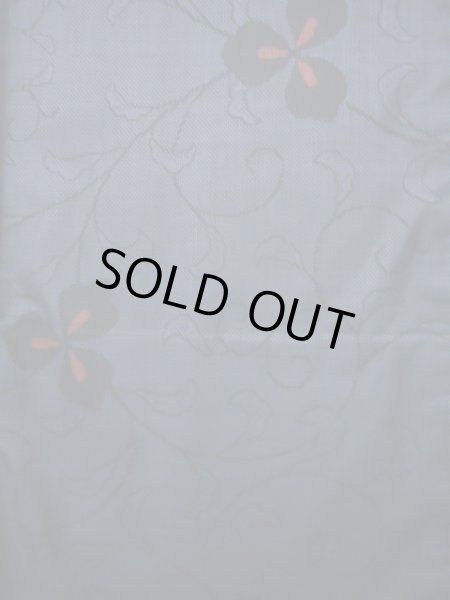 画像4: J1023P Mint  大島紬 女性用着物 縦横絣 シルク(正絹) 深い ヘザー(杢) ネイビー(紺), 花 【中古】 【USED】 【リサイクル】 ★★★★★ (4)