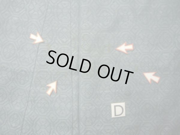 画像15: J1023S  大島紬 女性用着物 縦横絣 シルク(正絹) ヘザー(杢)  グリーン(緑), 幾何学模様 【中古】 【USED】 【リサイクル】 ★☆☆☆☆ (15)