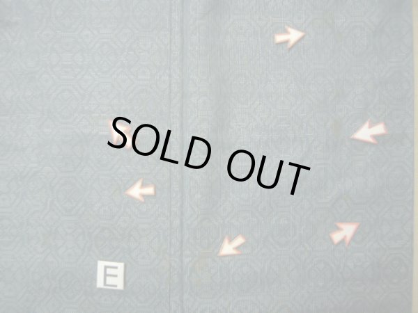 画像16: J1023S  大島紬 女性用着物 縦横絣 シルク(正絹) ヘザー(杢)  グリーン(緑), 幾何学模様 【中古】 【USED】 【リサイクル】 ★☆☆☆☆ (16)