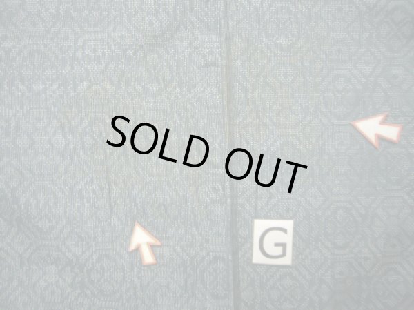 画像18: J1023S  大島紬 女性用着物 縦横絣 シルク(正絹) ヘザー(杢)  グリーン(緑), 幾何学模様 【中古】 【USED】 【リサイクル】 ★☆☆☆☆ (18)