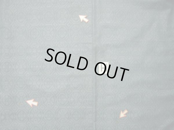 画像19: J1023S  大島紬 女性用着物 縦横絣 シルク(正絹) ヘザー(杢)  グリーン(緑), 幾何学模様 【中古】 【USED】 【リサイクル】 ★☆☆☆☆ (19)