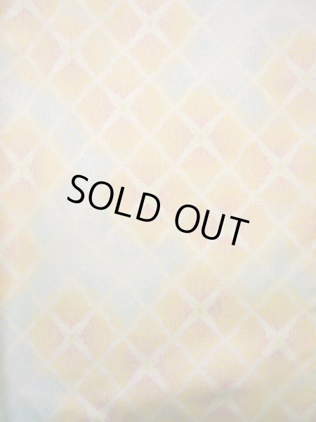 画像5: J1023T Mint  大島紬 女性用着物 縦横絣 シルク（正絹） 薄い ヘザー（杢） マルチカラー, 四角 【中古】 【USED】 【リサイクル】 ★★★★☆ (5)