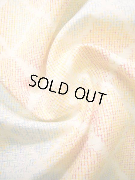 画像12: J1023T Mint  大島紬 女性用着物 縦横絣 シルク（正絹） 薄い ヘザー（杢） マルチカラー, 四角 【中古】 【USED】 【リサイクル】 ★★★★☆ (12)