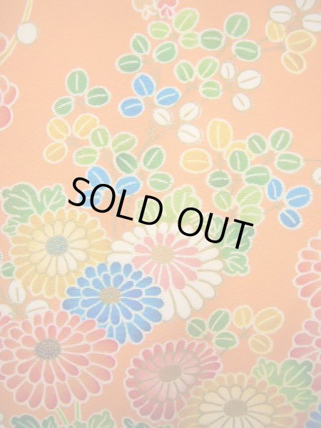 画像8: J1104G  子供用 女性用着物  化繊 淡い 薄い コーラル, ぼたん 【中古】 【USED】 【リサイクル】 ★★★★☆ (8)